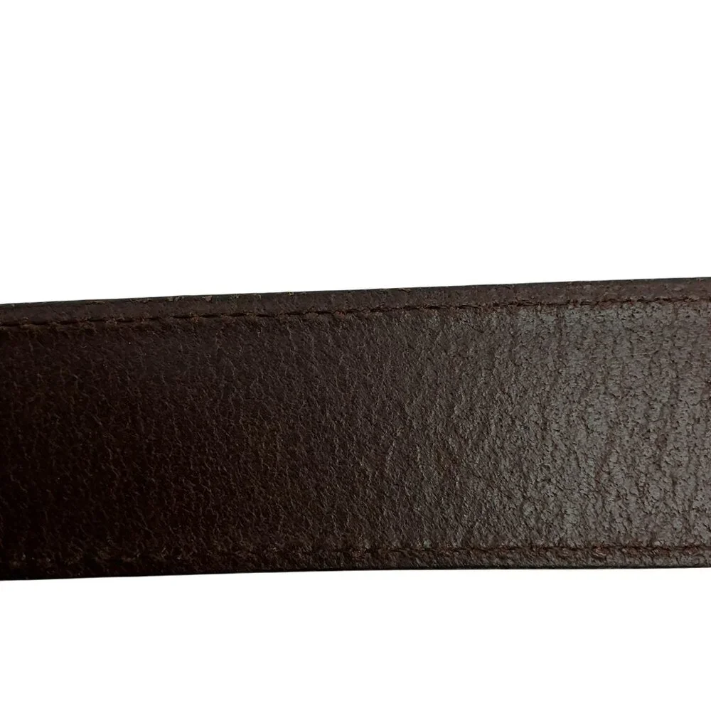 Columbia 100% Buffalo Leather Belt With Large Brass Buckle Mens M 34-36 Made In